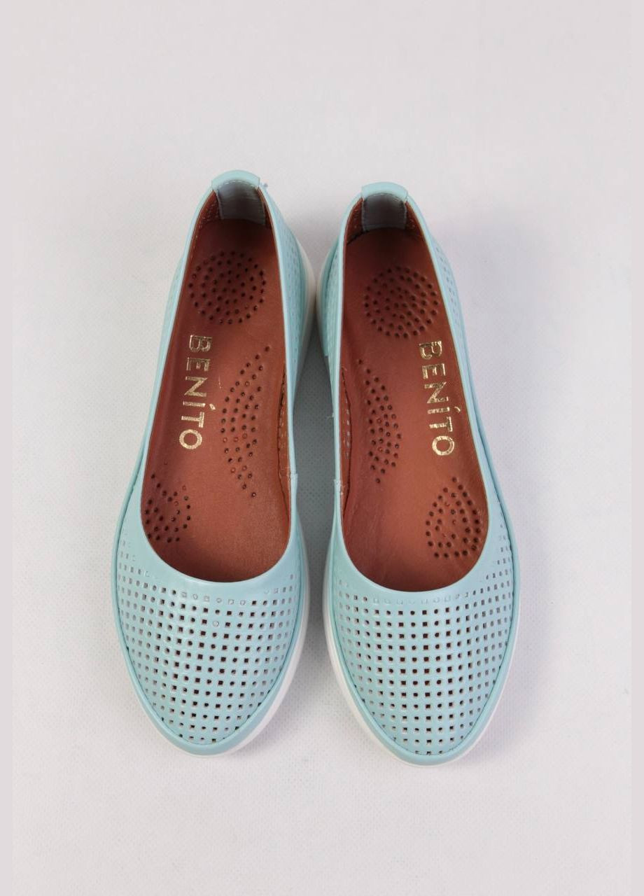 Жіночі балетки Benito | блакитні однотонні натуральна шкіра (322186383)