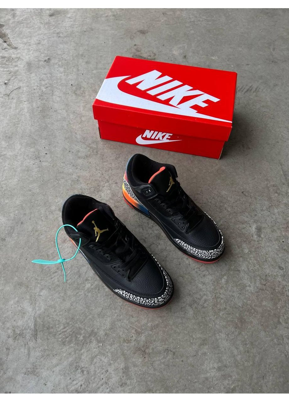 КРОСІВКИ ЖІНОЧІ NIKE AIR JORDAN 3 BLACK ORANGE НАЙК АІР ДЖОРДАН No Brand чорні демісезони (367176156)