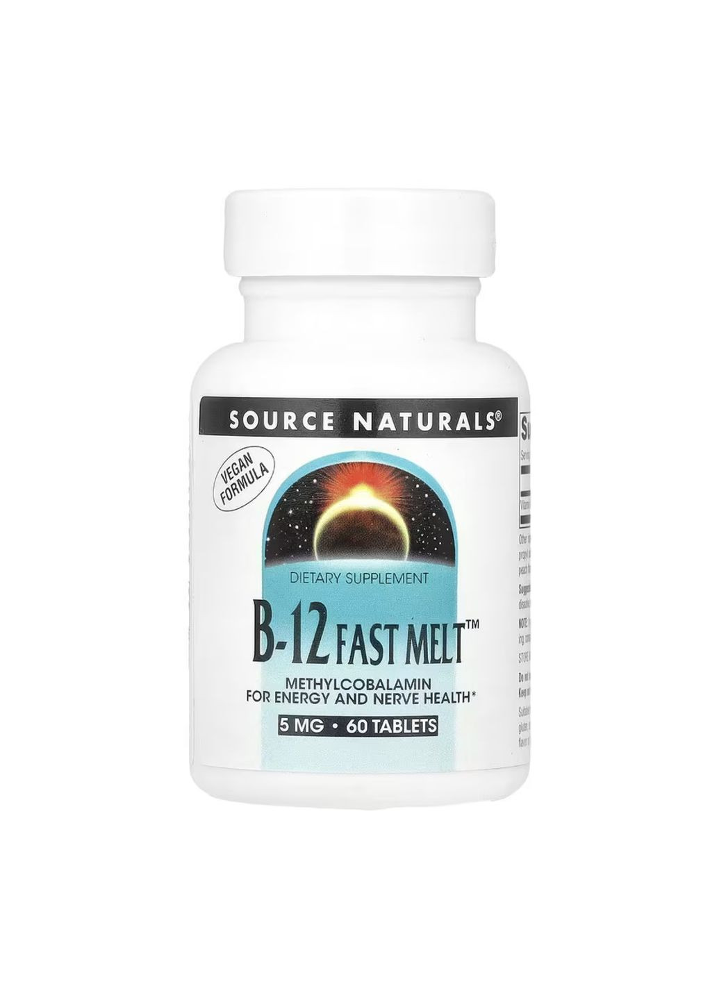 Вітамін B-12 для енергії та здоров'я нервів 5 мг 60 таблеток веганських Source Naturals (367956398)