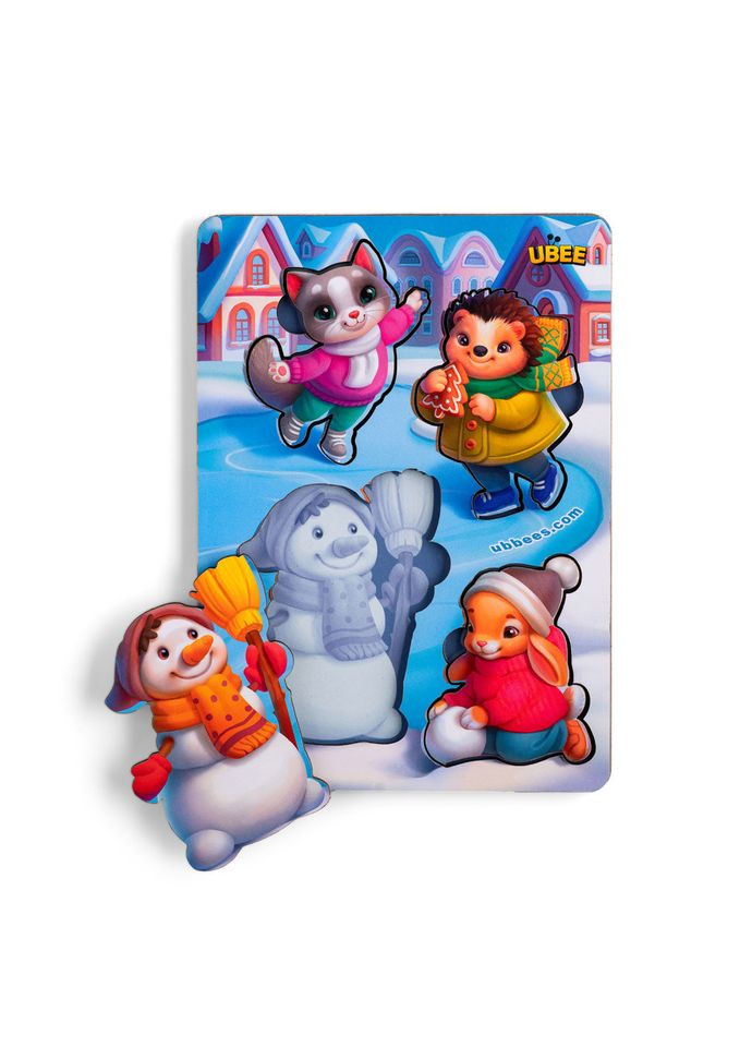 Развивающий пазл-вкладыш "Новогодний-3" (ПСД225) PSD225 с фоном Ubumblebees (305314911)