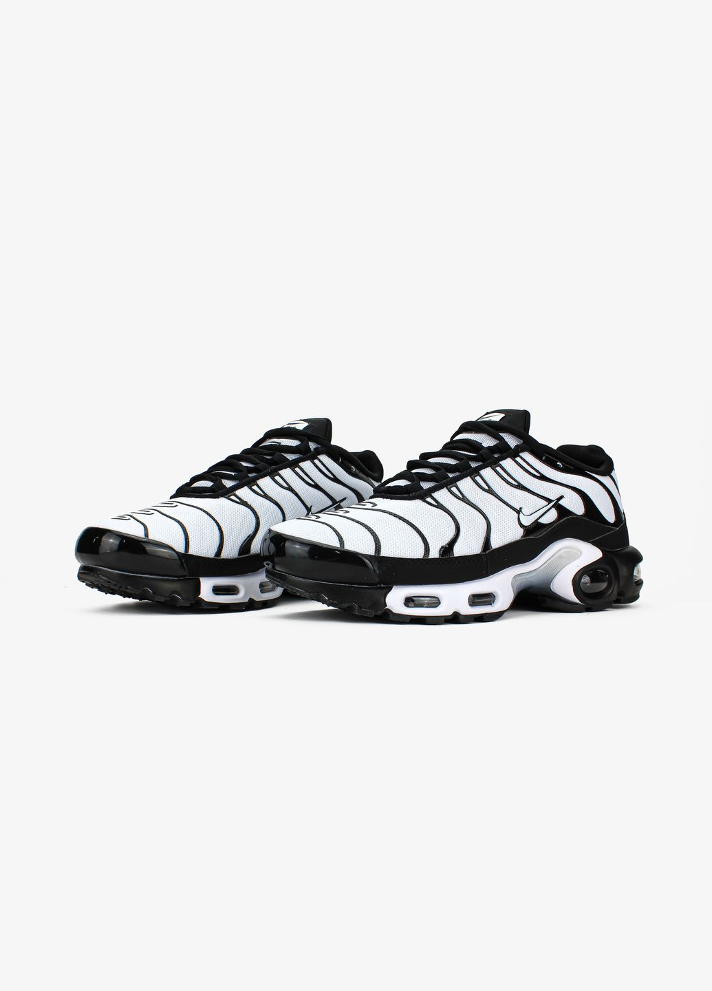 Білі Осінні кросівки чоловічі і жіночі nike air max plus tn white/black | найк аір макс тн плюс білі No Brand