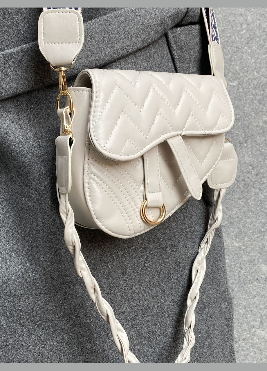 Женская сумка седло 2757 кросс-боди через плечо белая молочная No Brand (296008178)