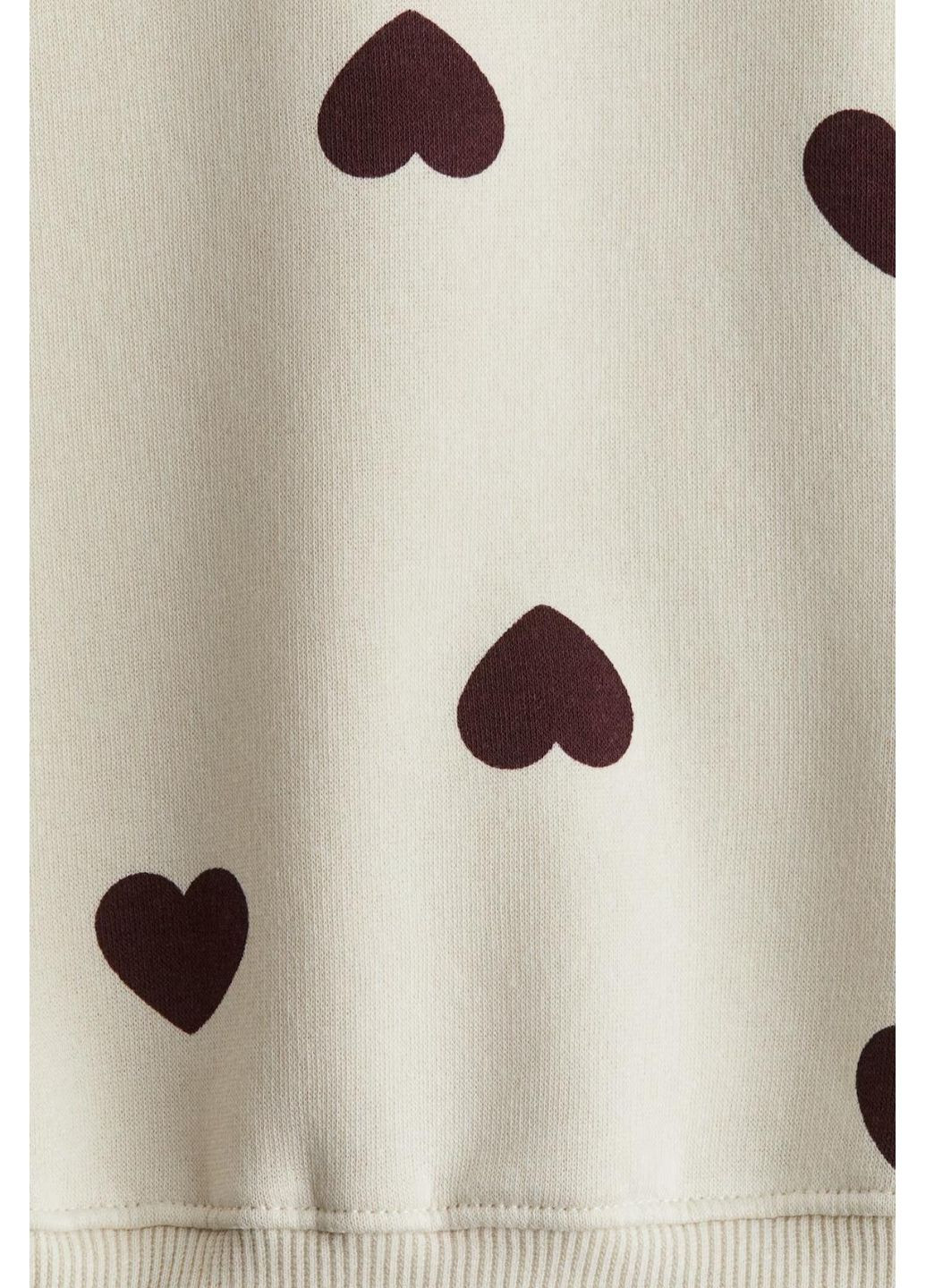 H&M детский теплый свитшот для девочки кремовый (25090803) сердечки кремовый праздничный двунитка с начесом