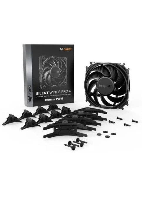 Вентилятор 120 мм, Silent Wings Pro 4, Black, 120х120х25 мм, PWM, 400-1500 об/хв, 40 дБ(А), 3-pin, гідродинамічний підшипник be quiet! (395345739)