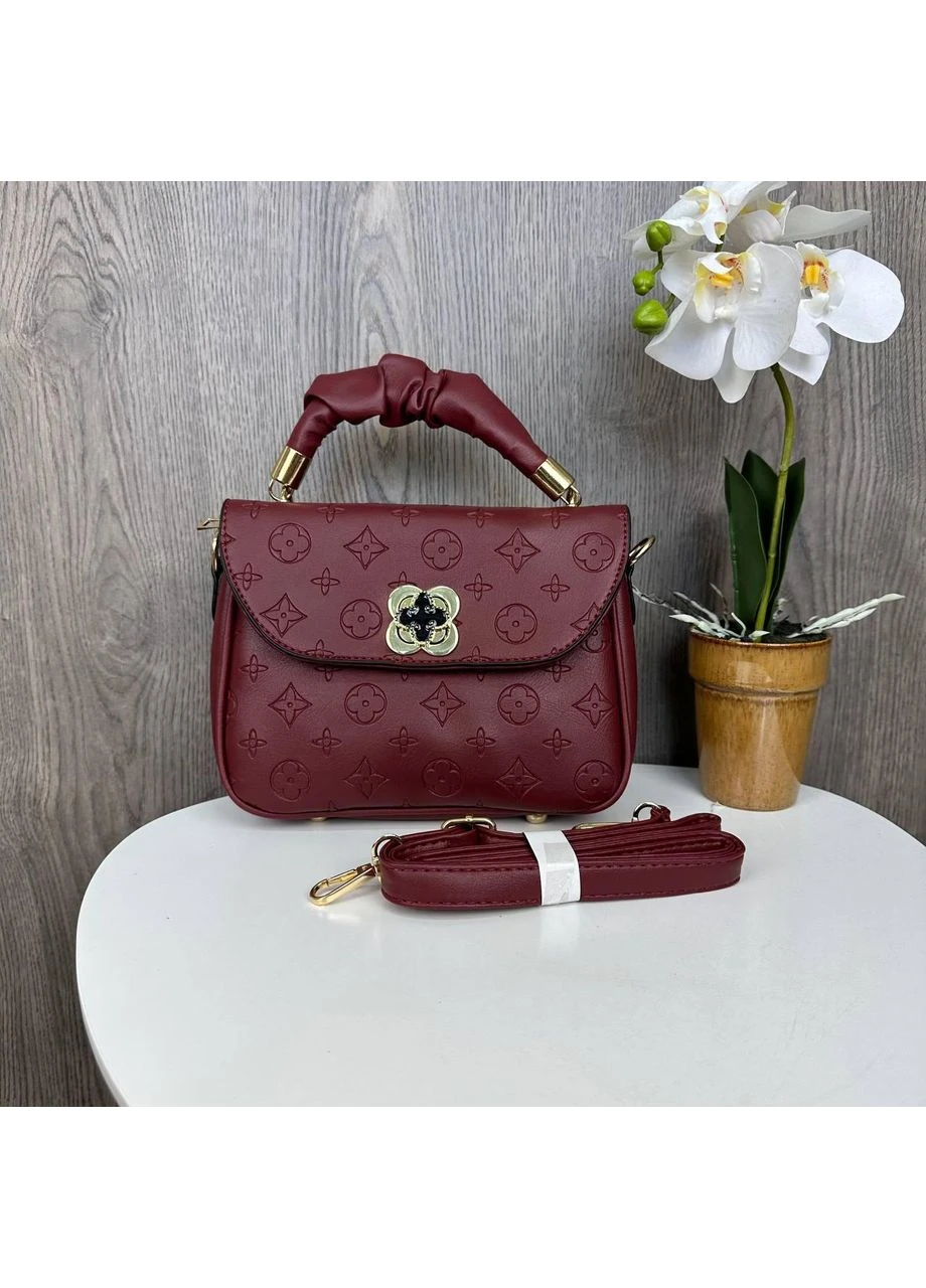 Модная женская мини сумочка клатч с тиснением Бордовый No Brand (393665053)