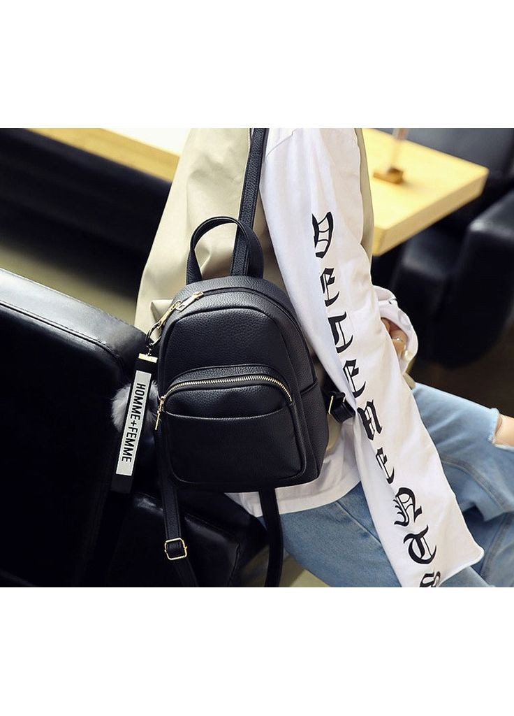 Жіночий маленький рюкзак еко шкіра чорний міський мішок для повсякденного використанняний рюкзак ProDobro (363258851)