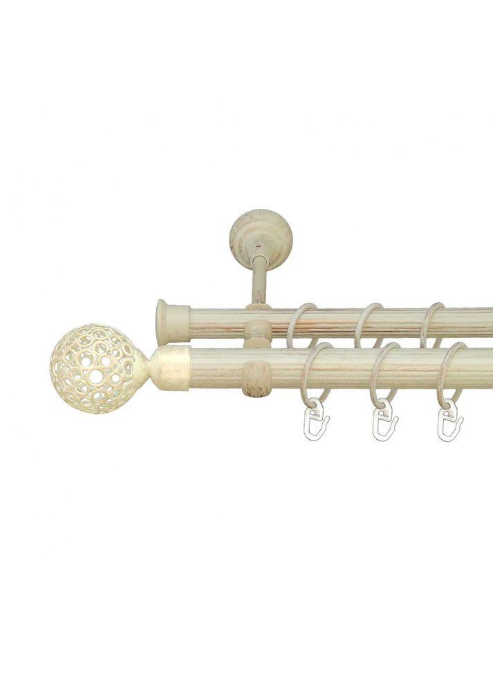 Карниз Савона металлический двухрядный открытый рифленая труба Белое золото 25\19 мм 160 см (6951242) ORVIT (300796252)