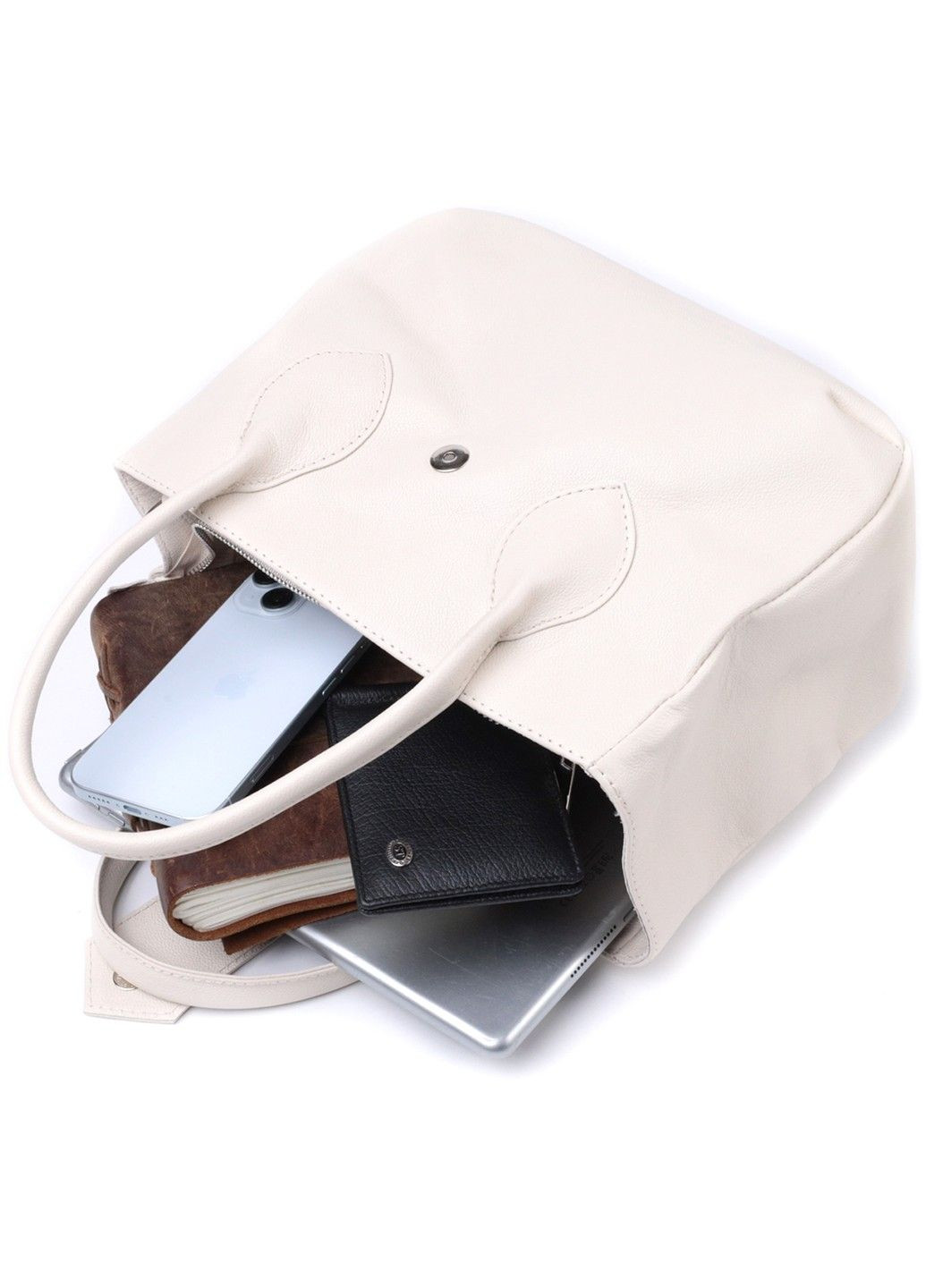 Деловая женская сумка с двумя ручками из натуральной кожи 22830 Бежевая Shvigel (313102110)