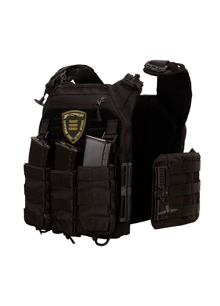 Плитоноска gen.3 XL Черная с системой быстрого сброса с 3 результатами под АК. (большего размера) (00000002586) Warmor (360891738)