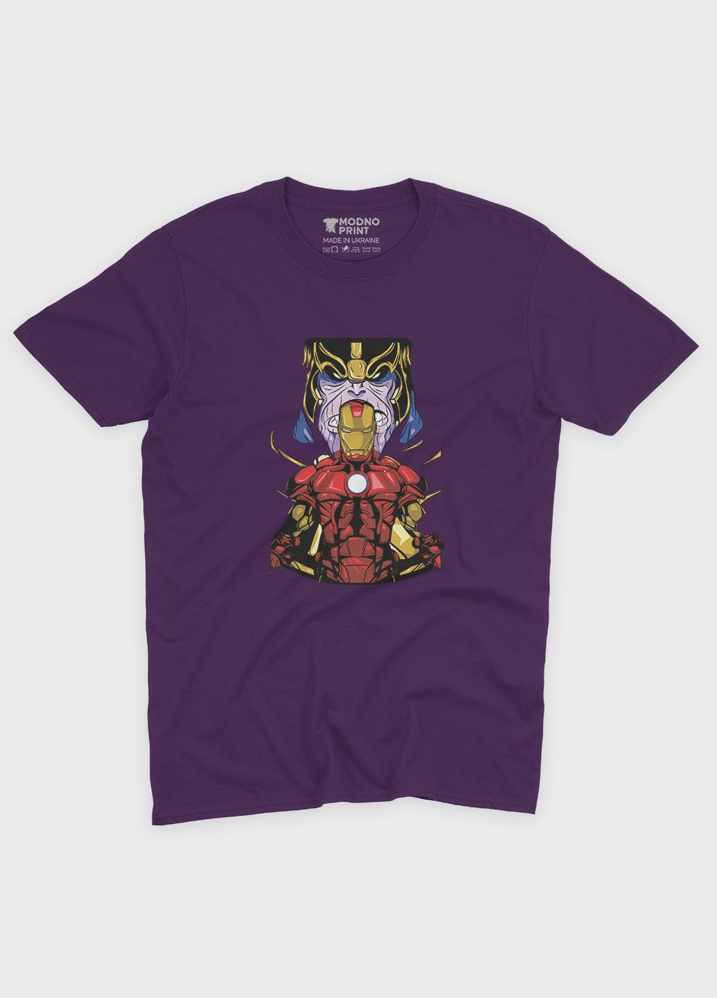 Фиолетовая демисезонная футболка для девочки с принтом супергероя - железный человек (ts001-1-dby-006-016-023-g) Modno