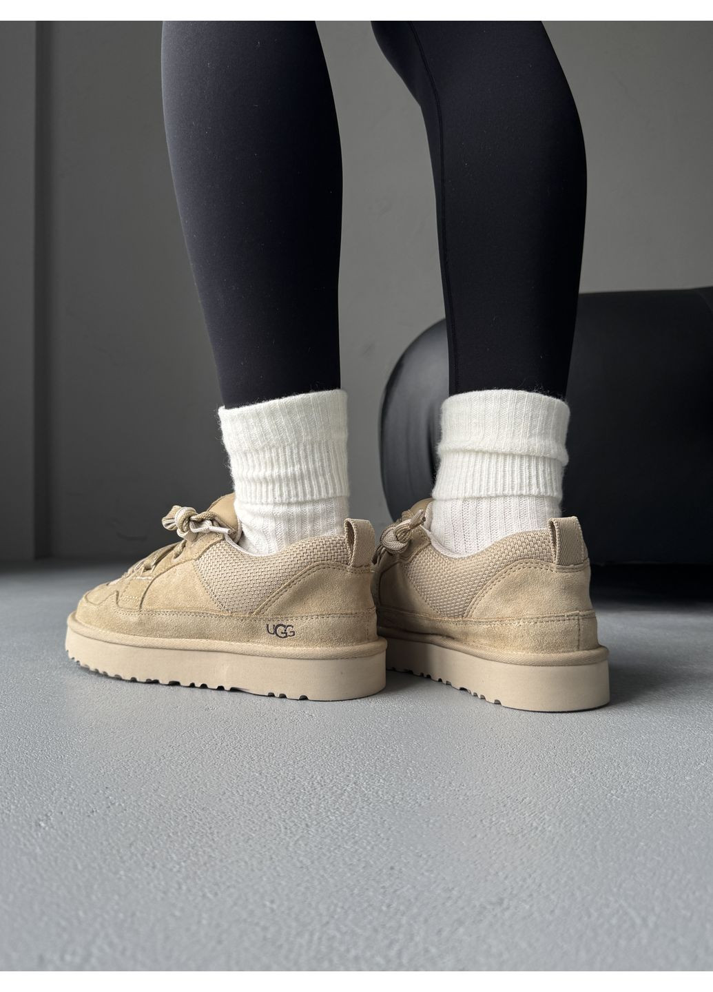 Кроссовки женские UGG Lowmel Sneaker Cream| Угі Лоумел бежевые демисезоны (372795592)