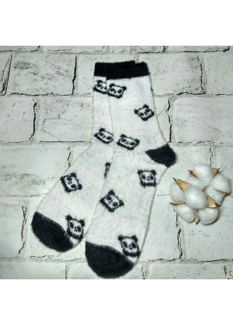 Белые носки женские теплые термоноски норка кашемир высокие панда 36-40р белые Шугуан панда (365754464)