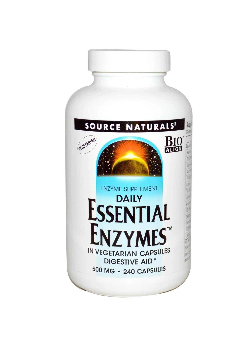 Ферменты для пищеварения, Essential Enzymes,, вегетарианские, 500 мг, 240 капсул Source Naturals (351383976)