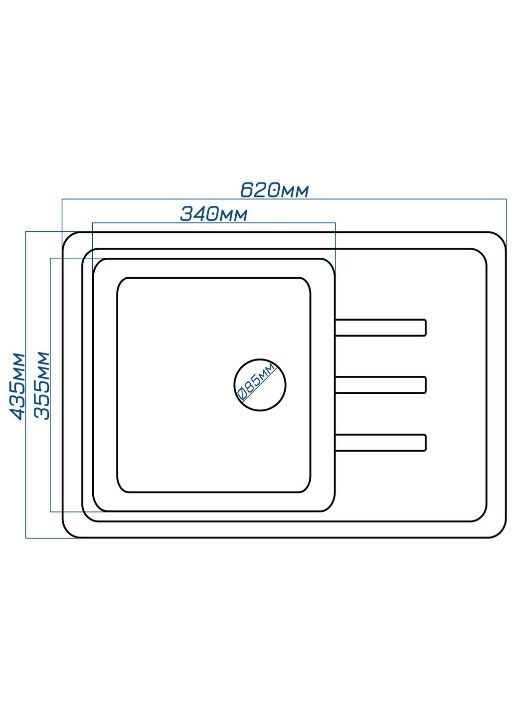 Кухонна мийка Trei 62 Gri (802) Romzha (315600385)