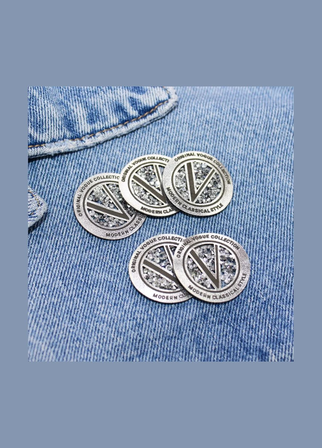 Нашивка з акриловим камінням "Original V" d = срібного кольору (3591) No Brand (335812596)