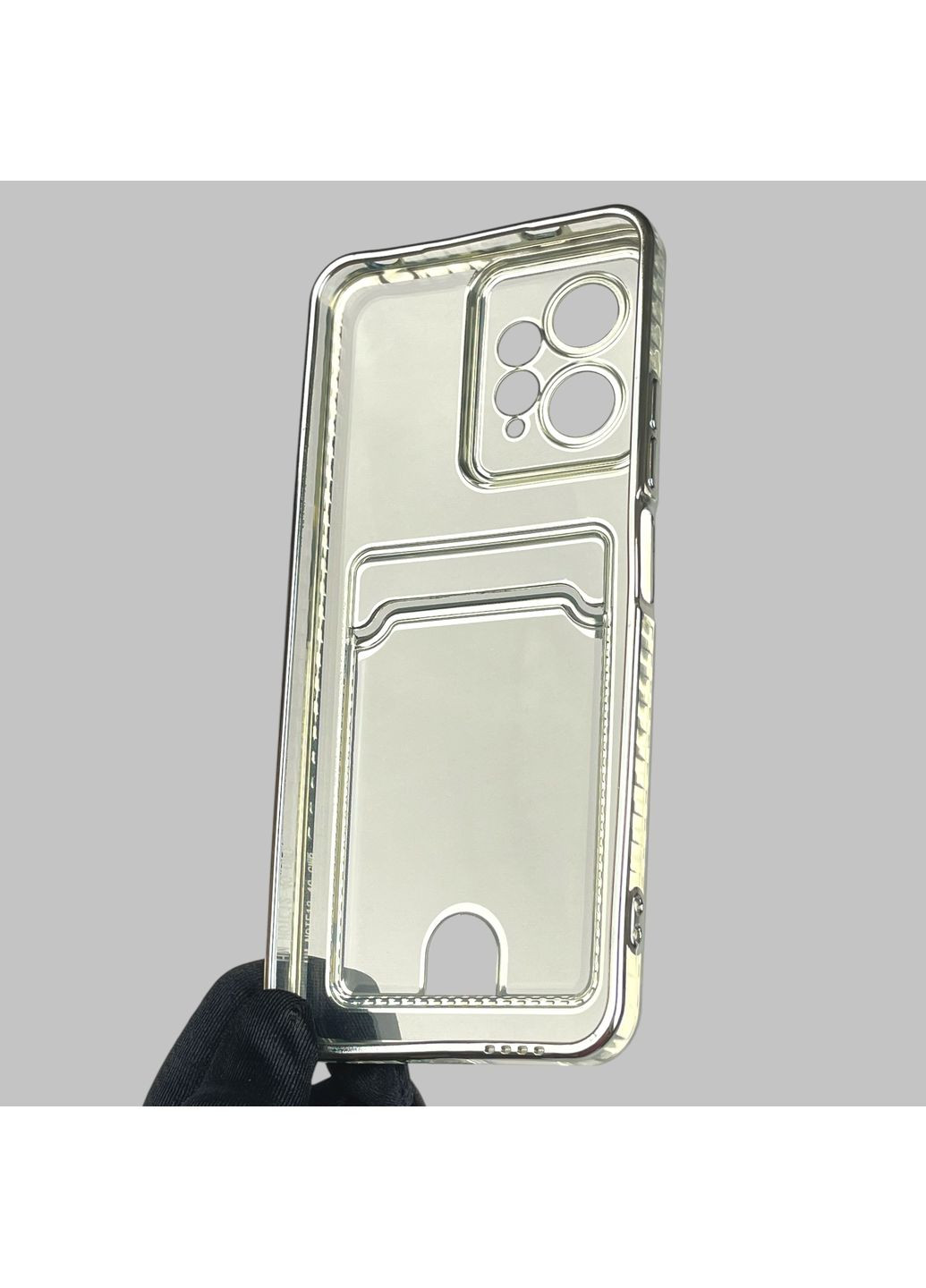 Чехол для Redmi Note 12 4G с серебряной окантовкой с карманом для карт на сяоми редми нот 12 серебряный Xiaomi (366020634)