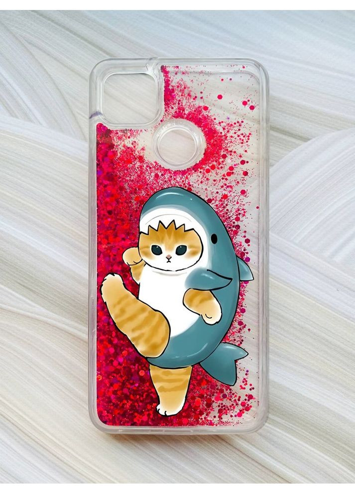 Чехол с плавающими блестками на Xiaomi Redmi 9C / 10A:: Котенок акула (принт 380) Creative (360688134)