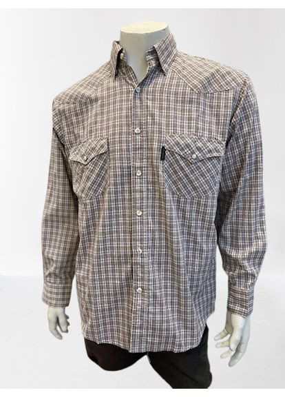 Сорочка чоловіча накладні кишені клітинка довгий рукав беж Wrangler (369012261)