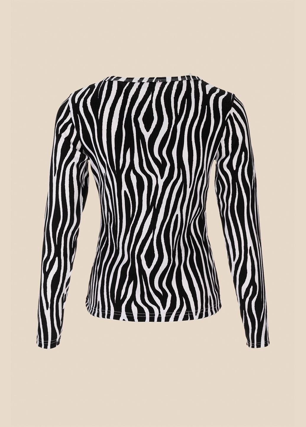 Лонгслив с узором женский WBC02373 Черно-белый shop (2000990424839) LAWA (352575290)