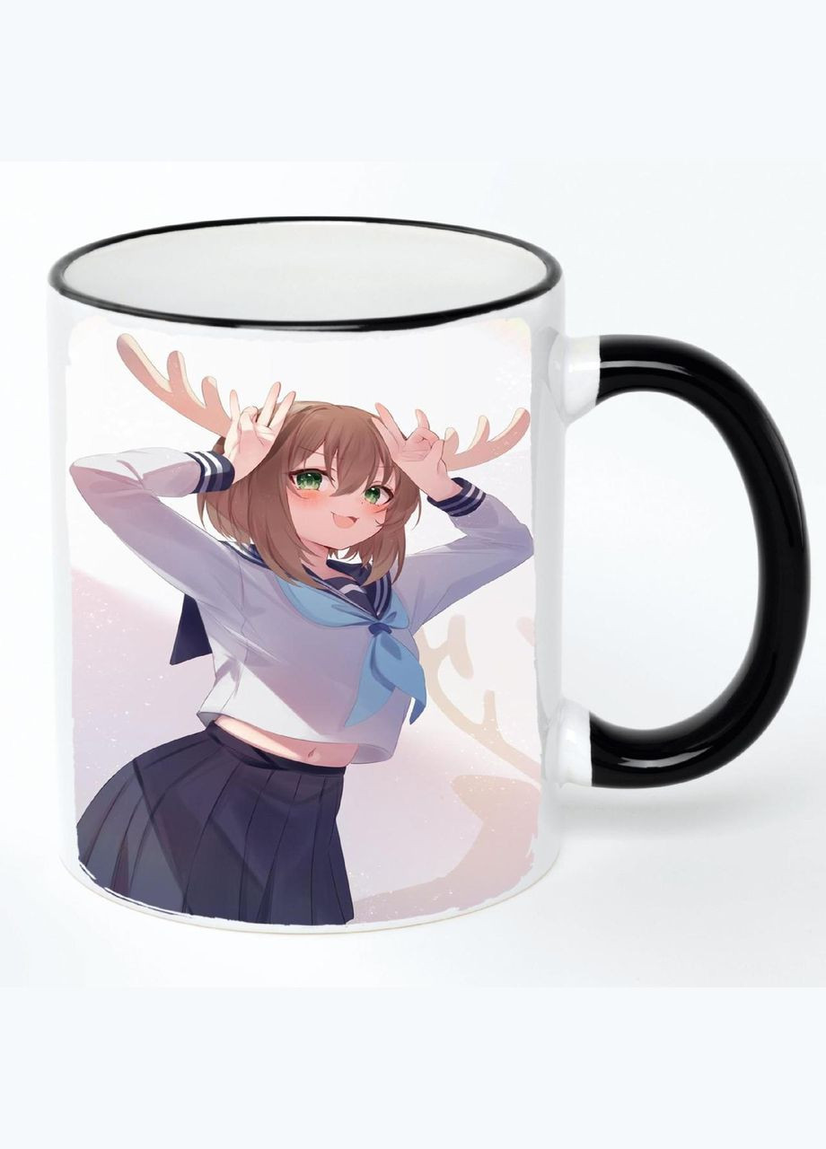 Чашка Моя подруга-оленичка Нокотан Аніме #004 (кухоль, кружка) Біла з чорною ручкою 330 мл No Brand (322716917)