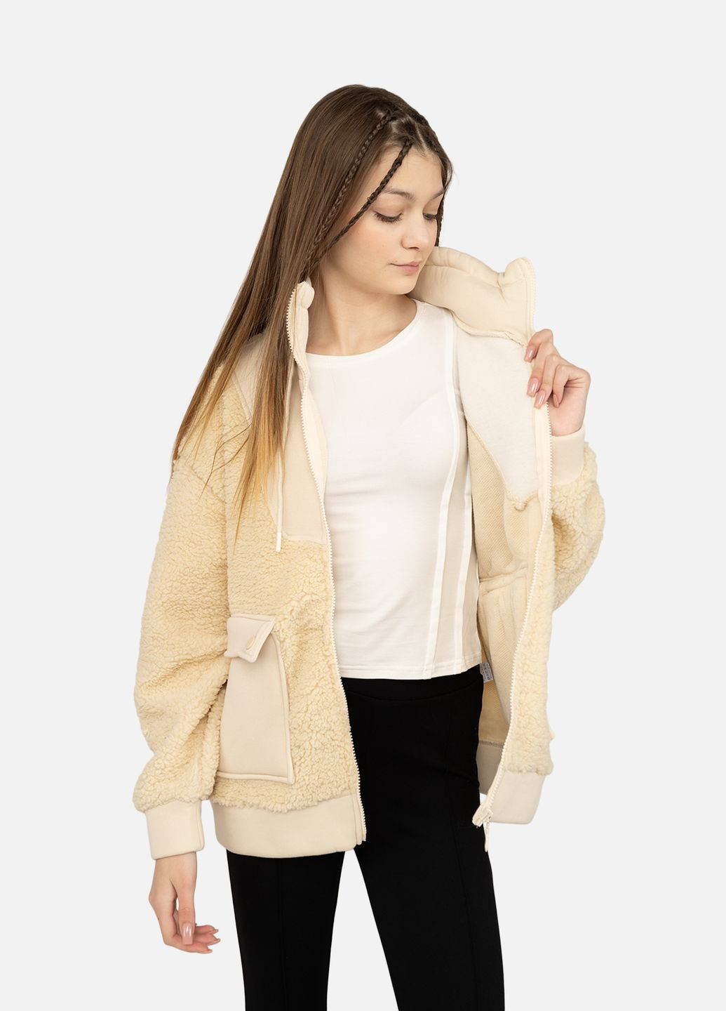 Кофта спортивная женская, на застежке цвет молочный CB-00268986 MUEZZA (319053848)