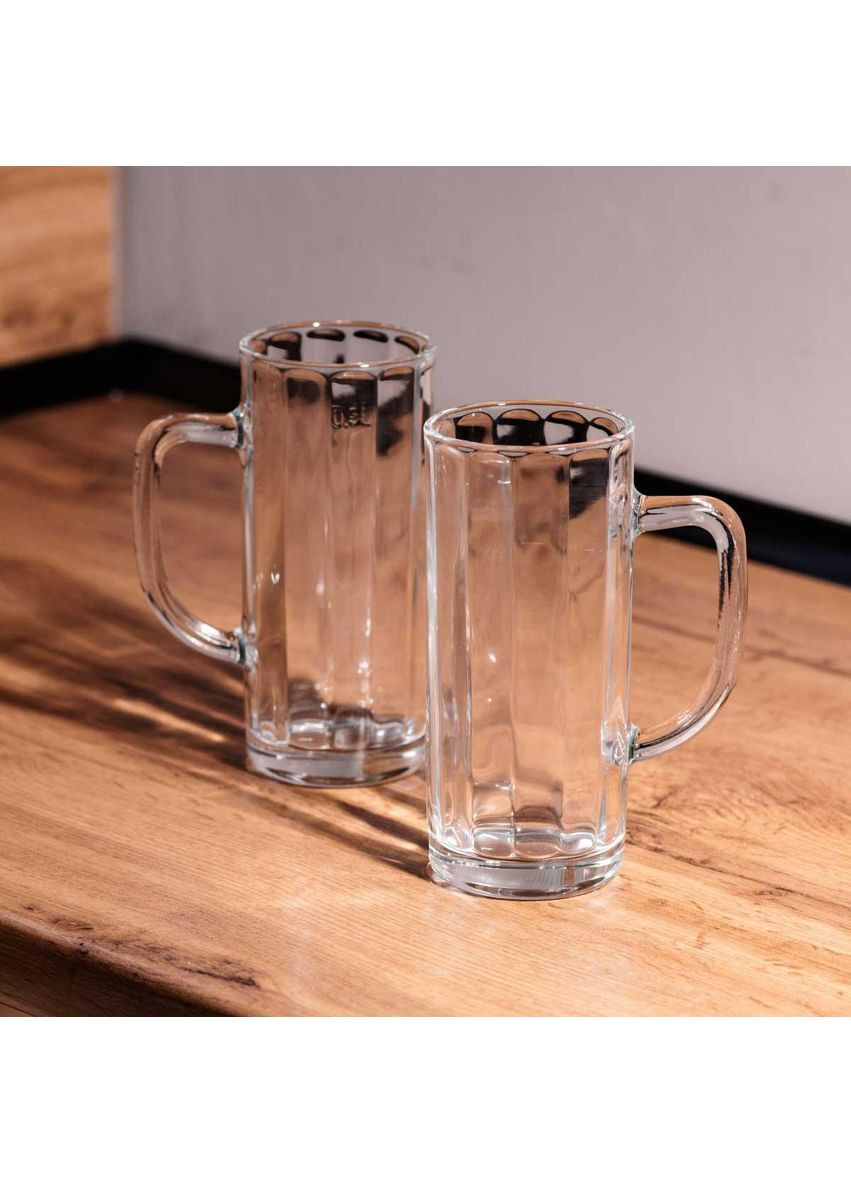 Набор пивных кружек 2 штуки по 500 мл стеклянная прозрачные HP576 TS Kitchen (369143181)