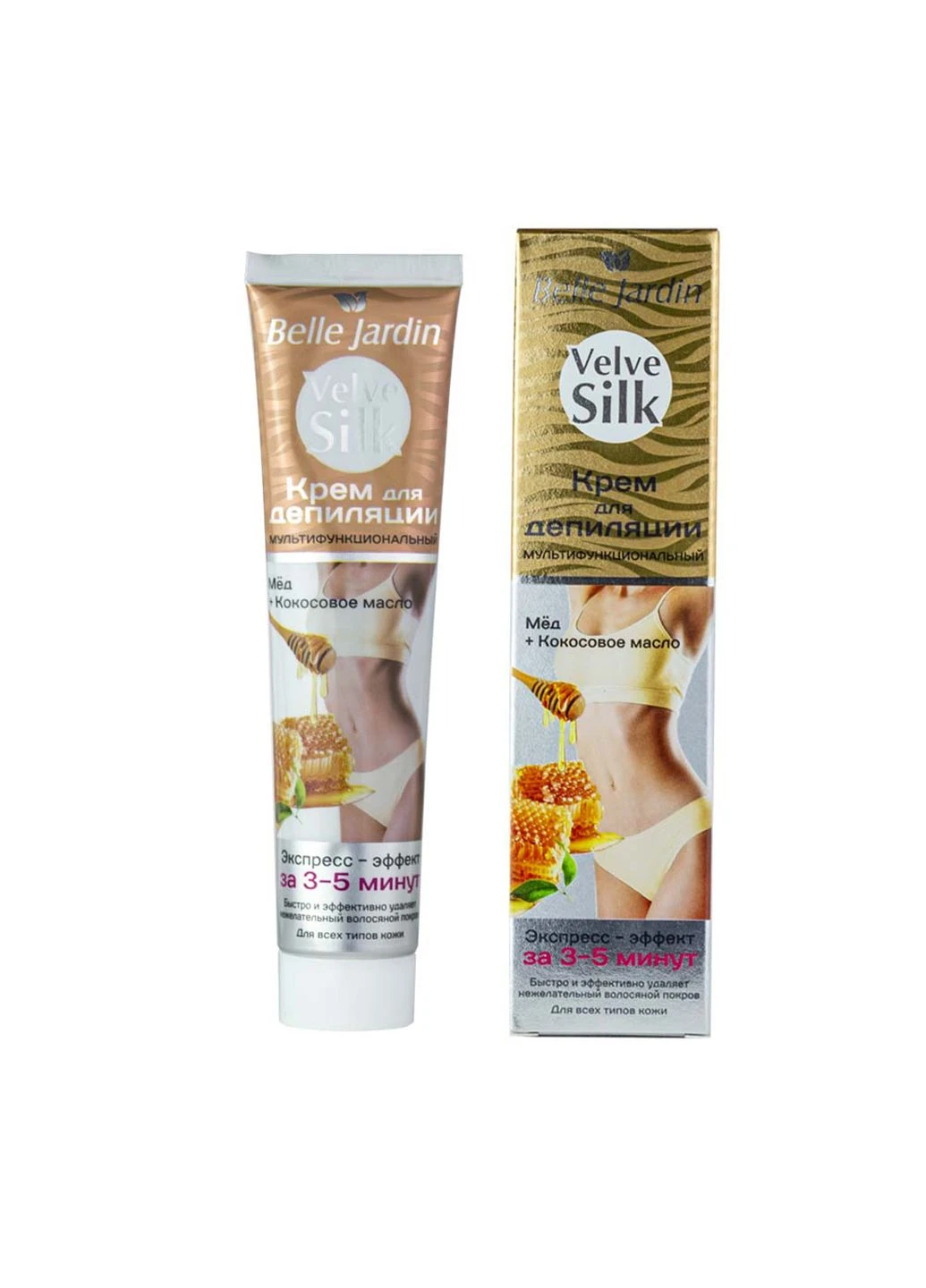 Крем для депиляции мультифункциональный Velve Silk Мед+ Кокосовое масло 75мл Belle Jardin (296577643)