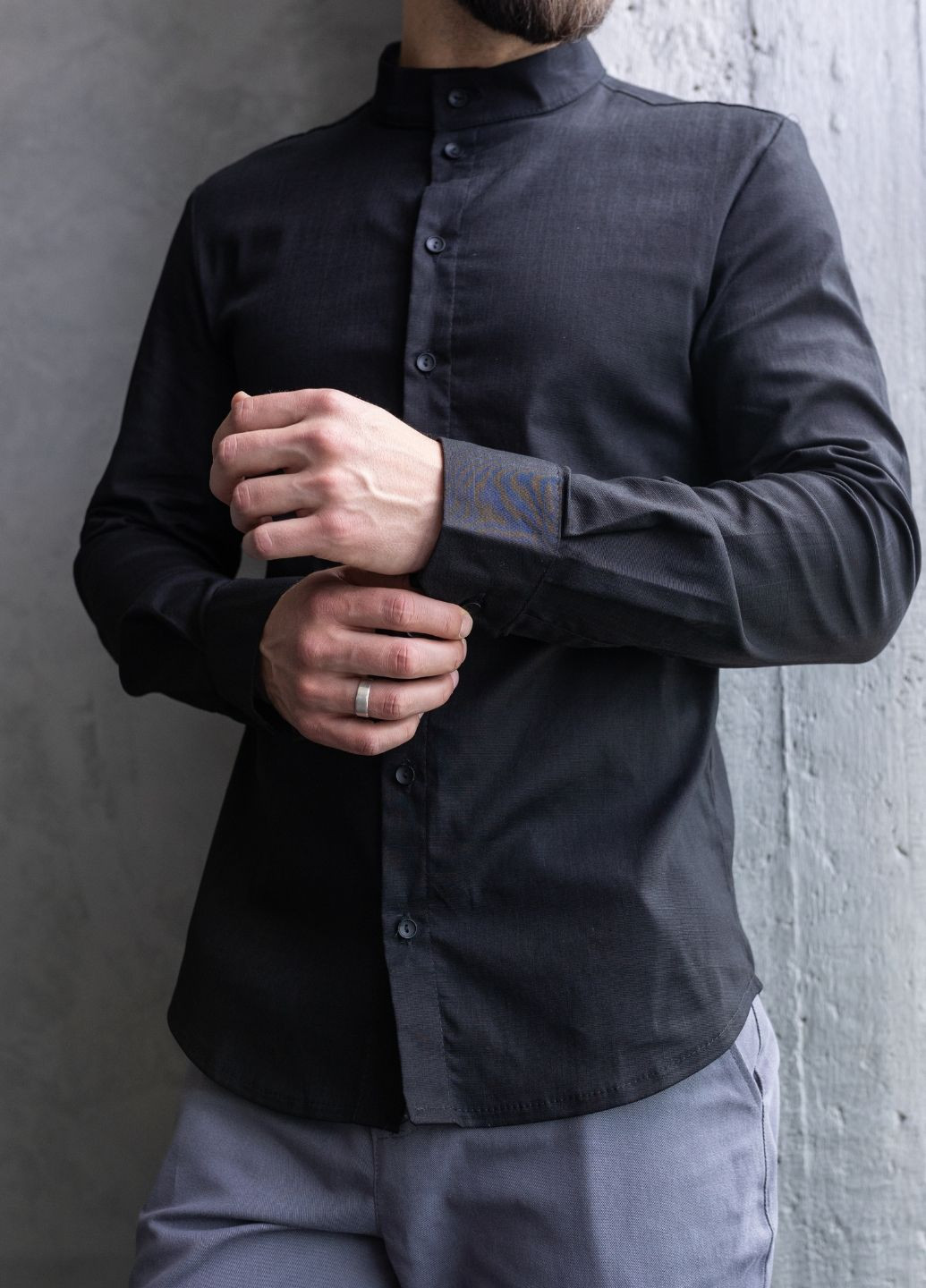 Сорочка з льону з довгим рукавом на ґудзику MonsterBrand (346049097)