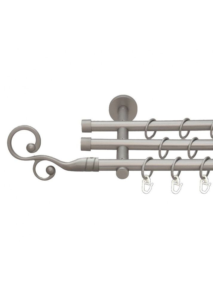 Карниз Флорес металевий трирядний циліндр (20 см) гладка труба Сатин 16\16\16 мм 200 см (6099588) ORVIT (300796885)