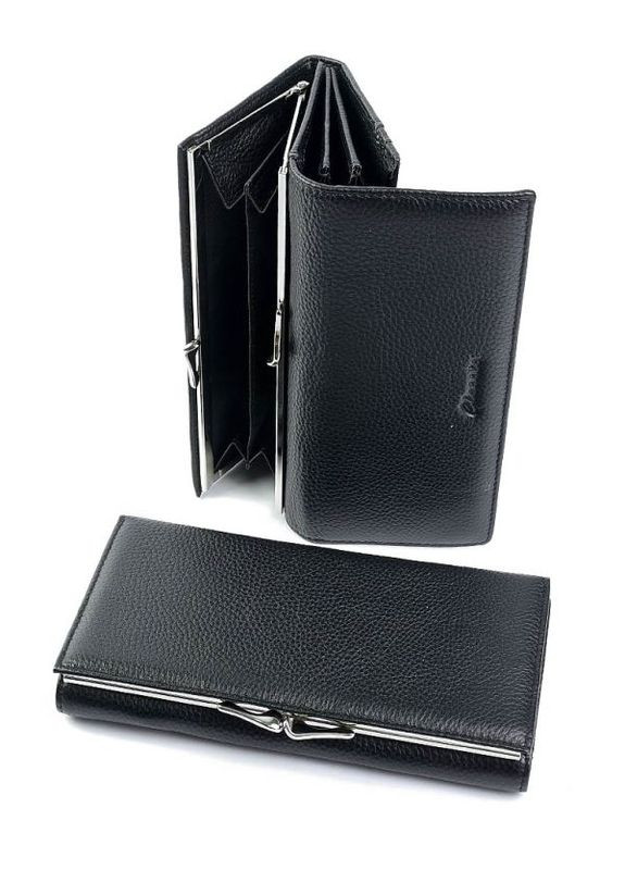Кожаный женский кошелек черный No Brand (294629457)