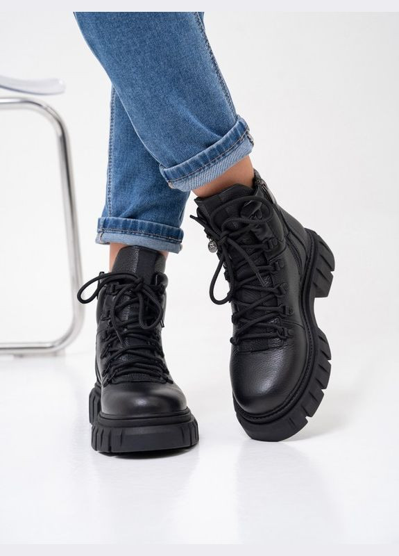 Чорні комбіновані черевики на хутрі ISSA PLUS (280918694)