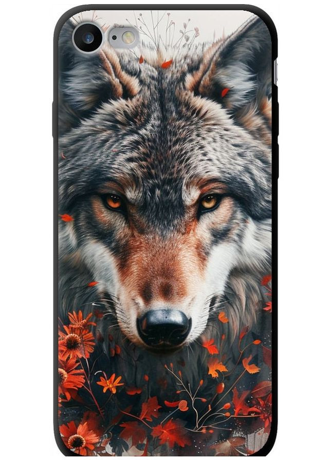 TPU чорний чохол 'Wolf and flowers' для Endorphone Apple iPhone 8 (285782440)