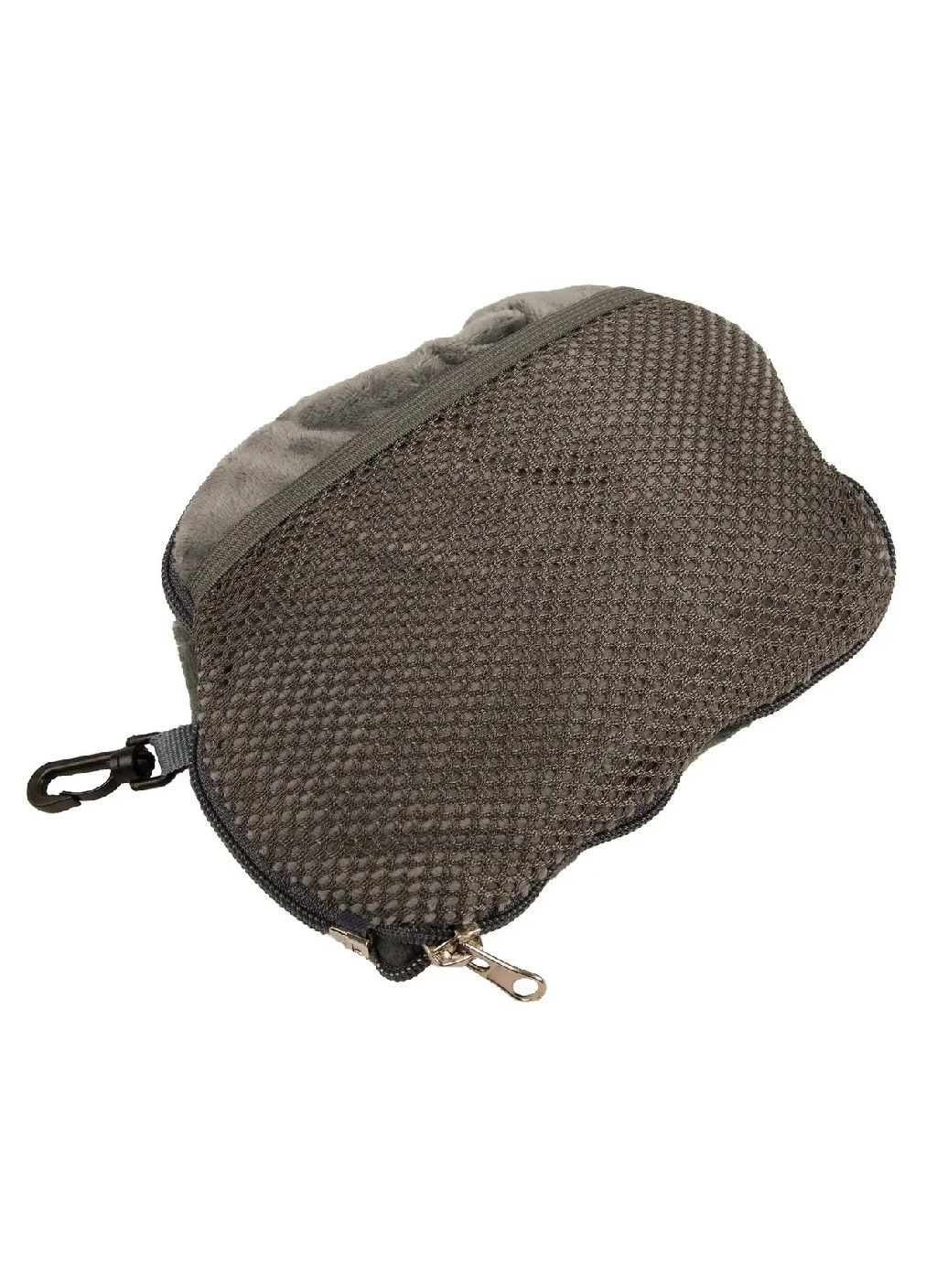 Надувна подушка для подорожей із підтримкою голови на 360° велюрова тканина 38х25,5х14 см (479500-Prob) Сіра Unbranded (321981322)