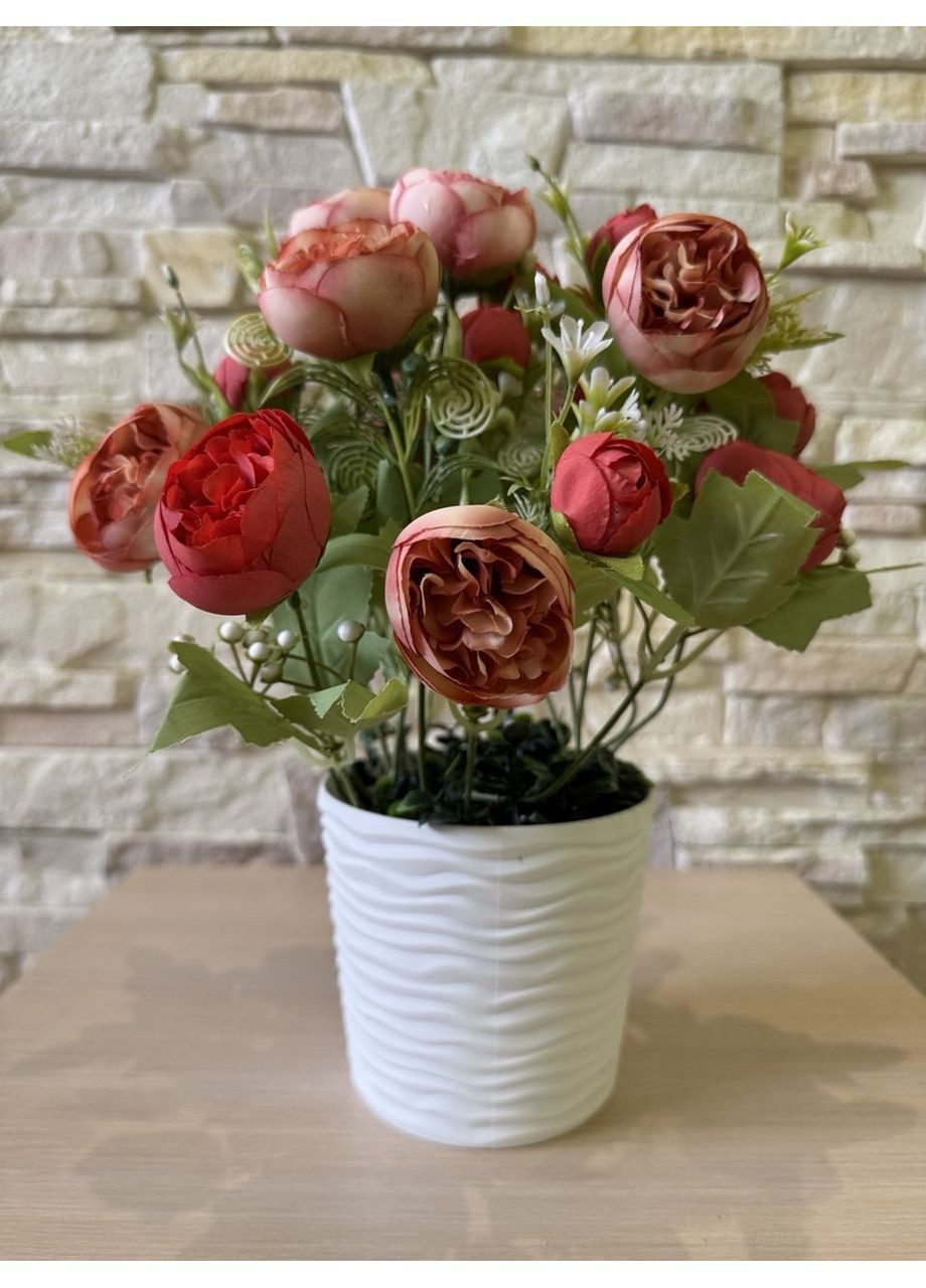 Букет роза пионовидна в горшке микс 30 см. Пластмакс (372837988)