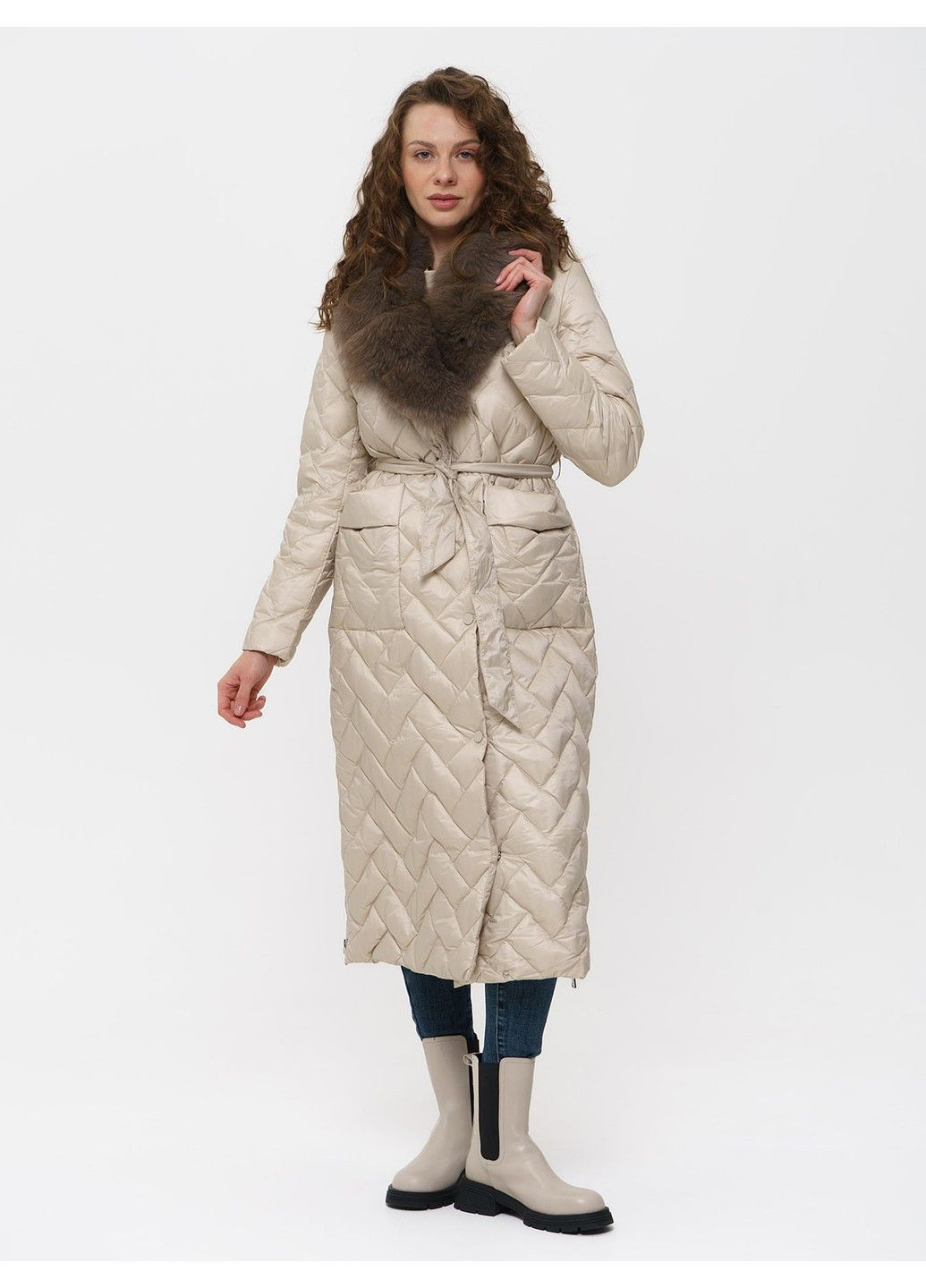 Бежевая зимняя пальто 21 - 18121 Vivilona