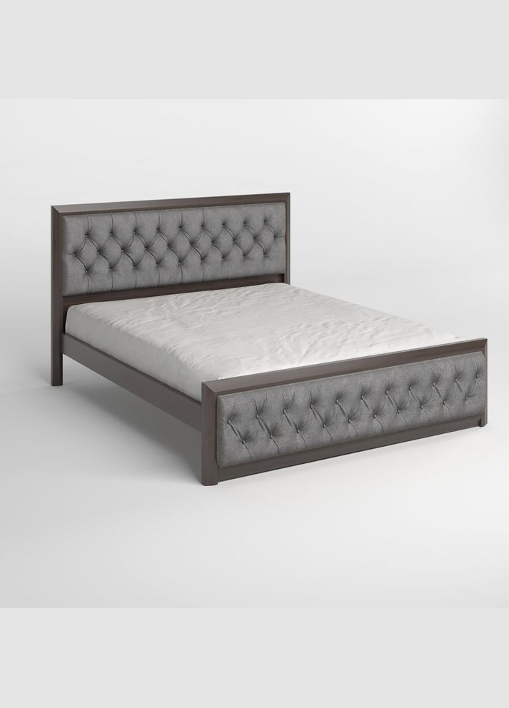 Односпальне дерев'яне ліжко Барселона Б3 Венге/Аляска 93 (Сірий) 90х190 см (MBG-13874) Mebigrand (366027336)