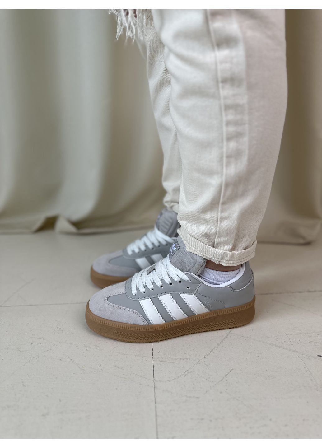 КРОСІВКИ ЖІНОЧІ ADIDAS SAMBA XLG GREY WHITE PLATFORM АДІДАС САМБА No Brand сірі демісезони (369387720)
