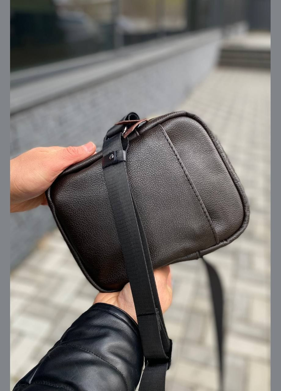 Мужская коричневая сумка через плечо натуральная кожа SKL Casaul brown No Brand (328004004)