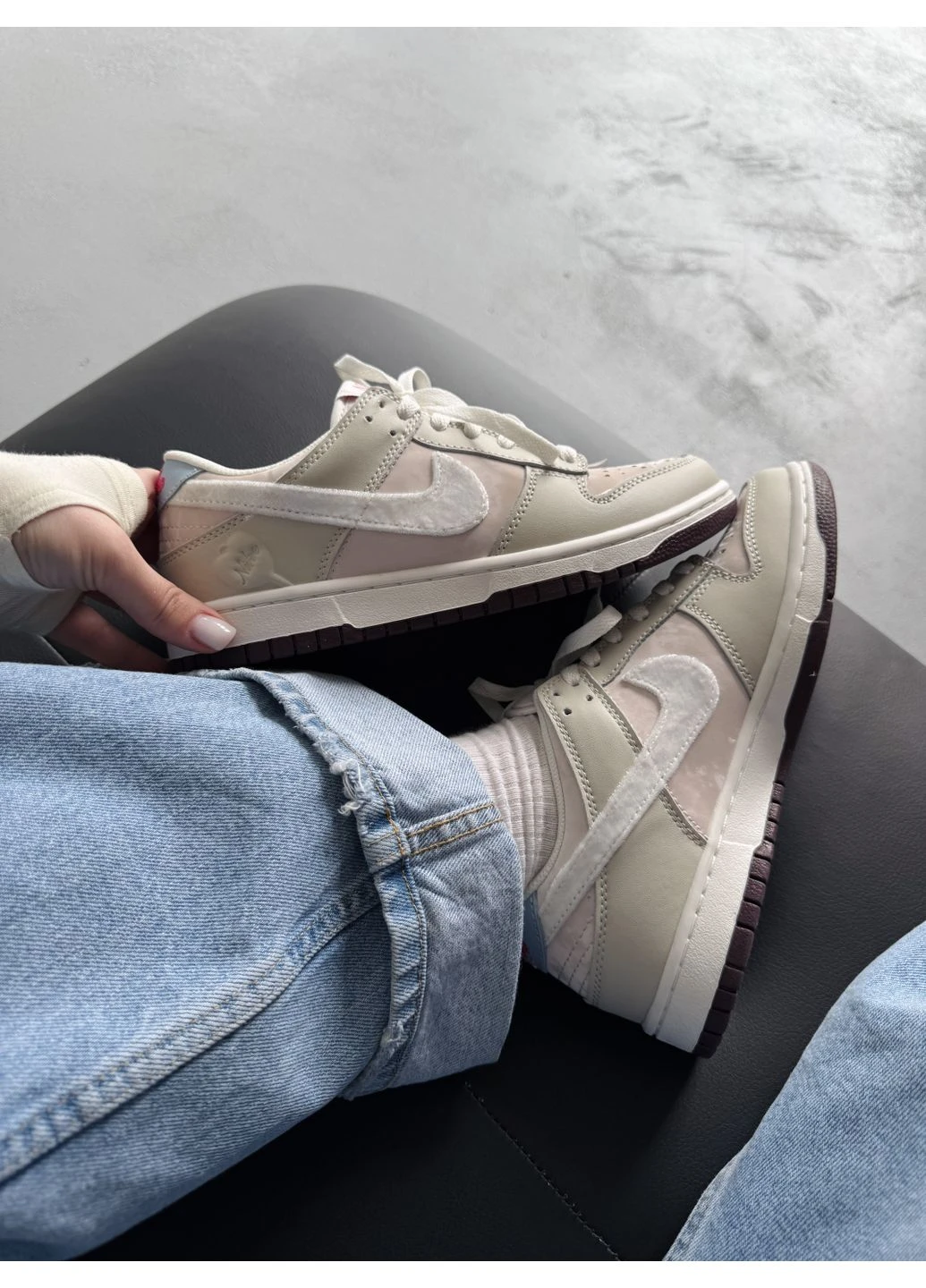 Кроссовки женские и мужские Nike Dunk Low "Valentine's Day" | Найк СБ Данк низкие бежевые No Brand бежевые демисезоны (400121963)