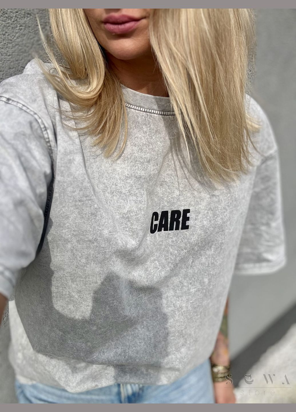 Светло-серый женский женский котоновый жакет на белой подкладке с синей вышивкой You Best -