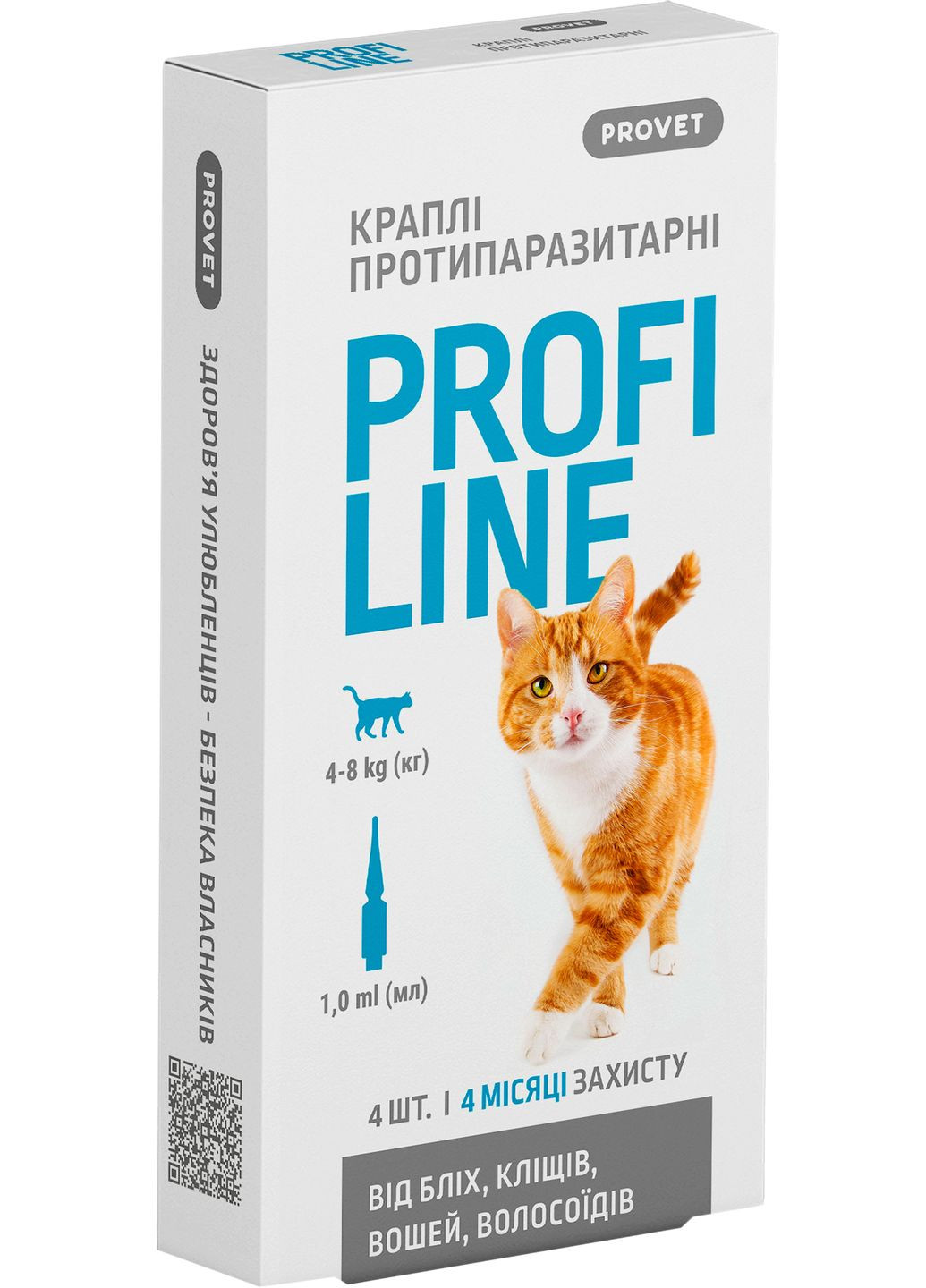 Капли Profiline инсектоакарицид для кошек 48 кг 4 пипетки по 1.0 мл (4823082431106) ProVET (279564377)