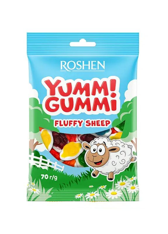 Цукерки желейні Roshen Yummi Gummi Fluffy Sheep 70 г (22-0825) Кукумбер (361109354)