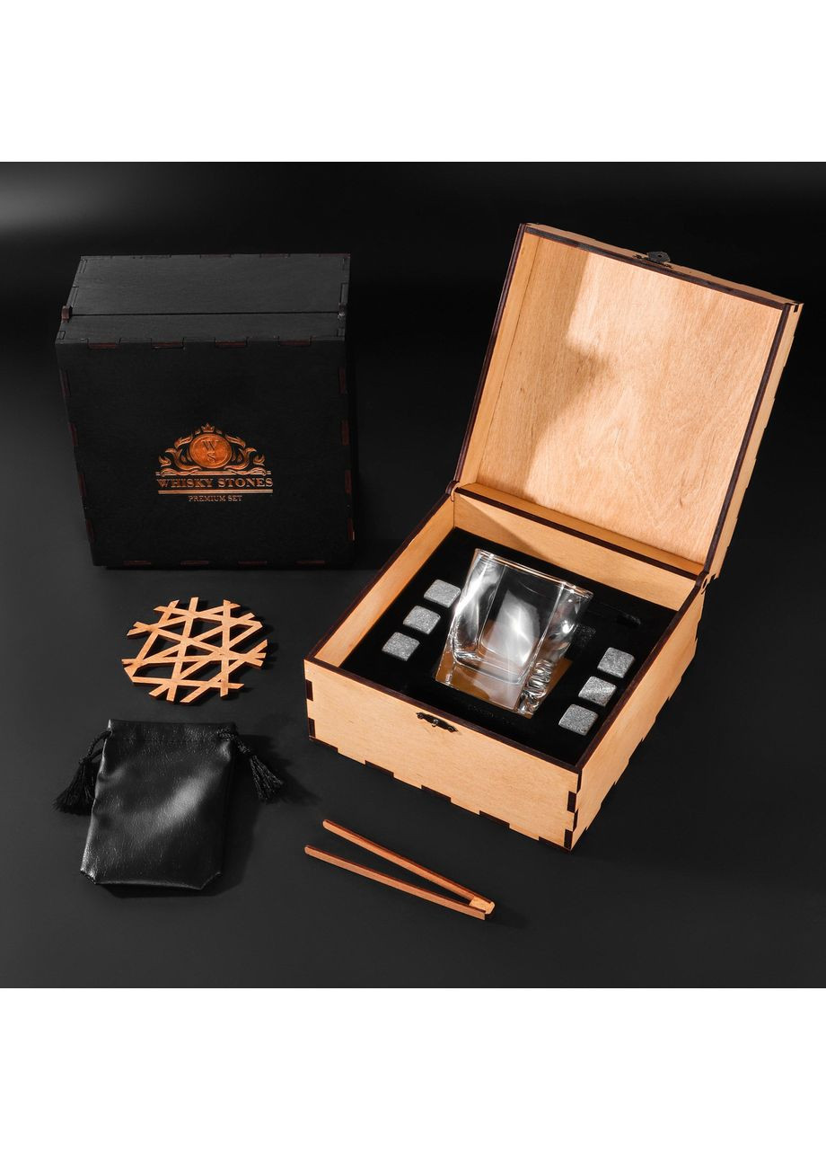 Камни для виски Деревянная коробка + Стакан Sterling 300 мл Темная No Brand (365654966)