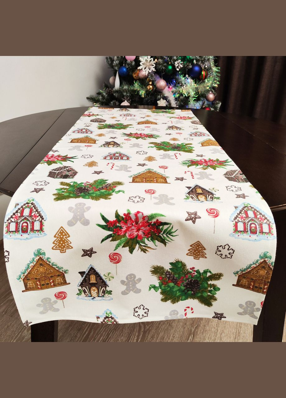 Ранер на стіл декоративна доріжка водовідштовхувальна тефлонова новорічна, настільна новорічна доріжка 37х100 Maystat (305390719)