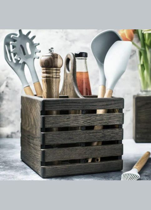 Подставка для столовых приборов из дерева Камбия мокко (ПСП-008310) No Brand (327426320)