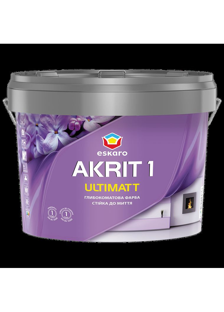 Фарба AURA Akrit 1 Ultimatt акрилова глибокоматова стійка до миття 2,85 л ESKARO (354298610)