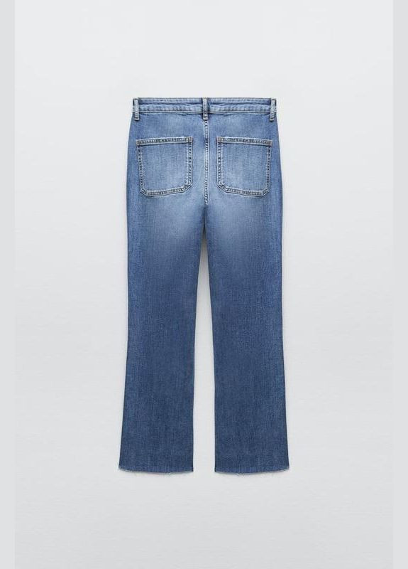Джинсы укороченные клеш кюлоты по фигуре flare голубые Zara - (345643581)