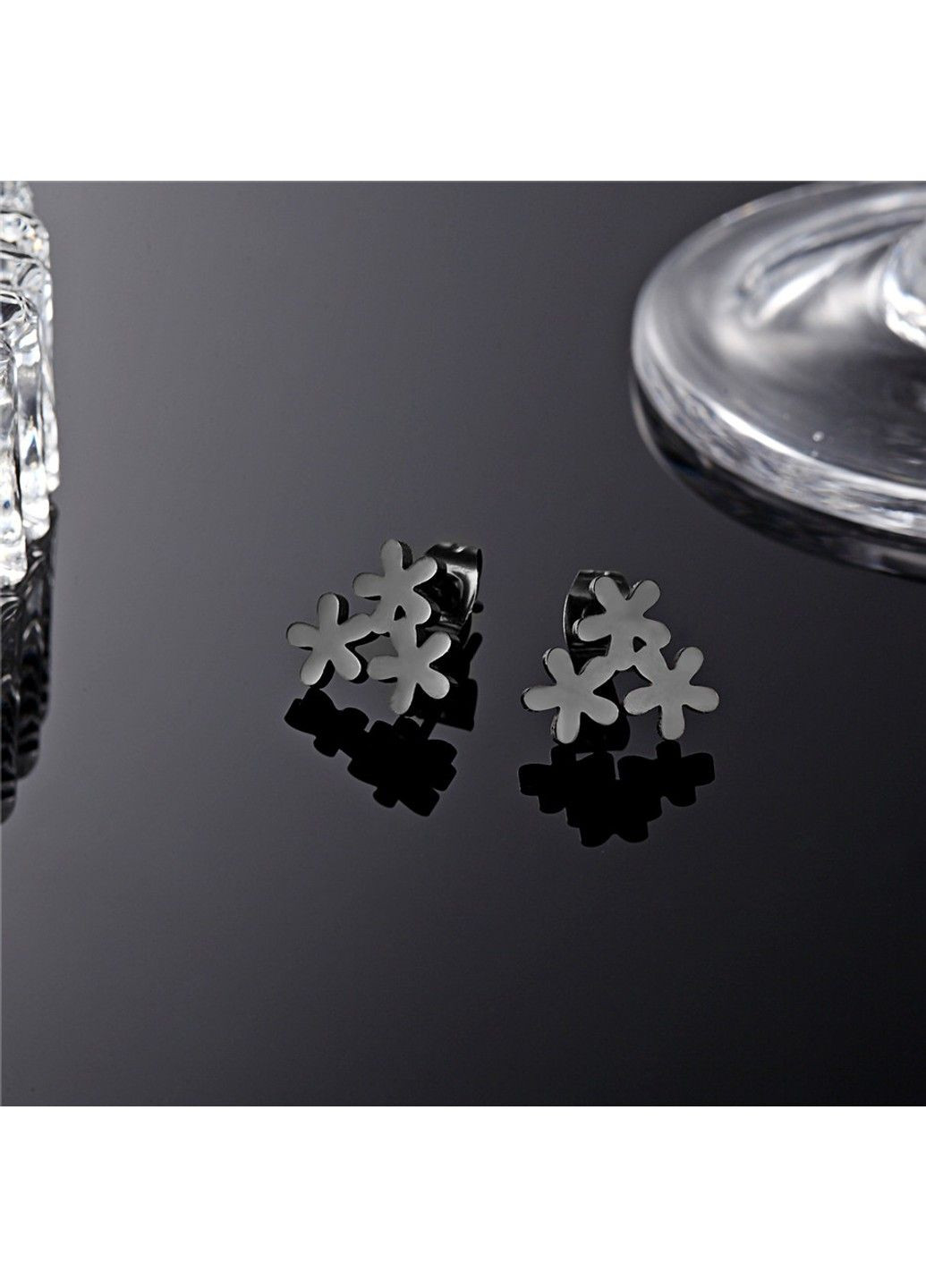 Серьги цветы из нержавеющей медицинской стали с эмалью ES-191 No Brand (299330527)