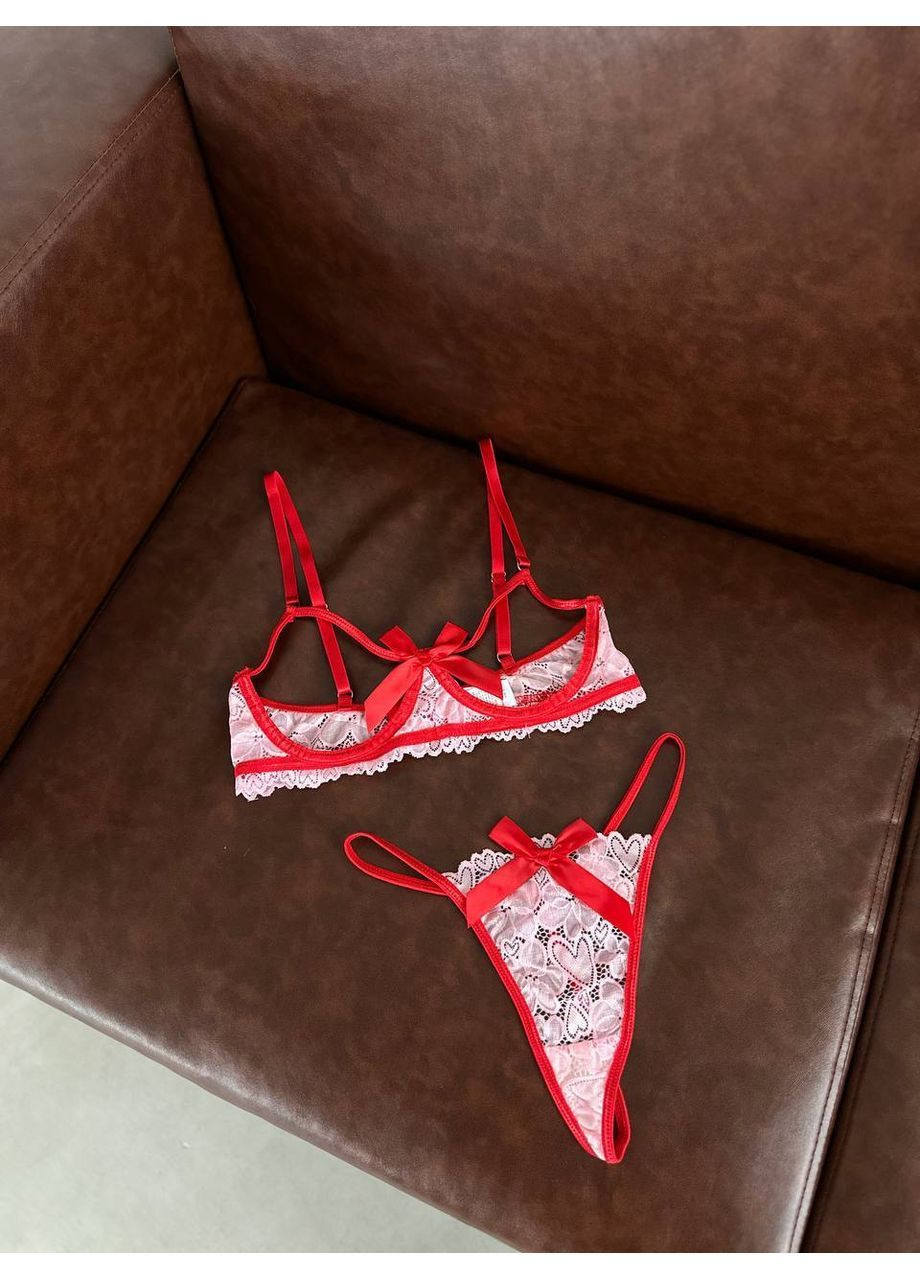 Червоний демісезонний комплект“kiss me” з відкритим бюстом Vakko