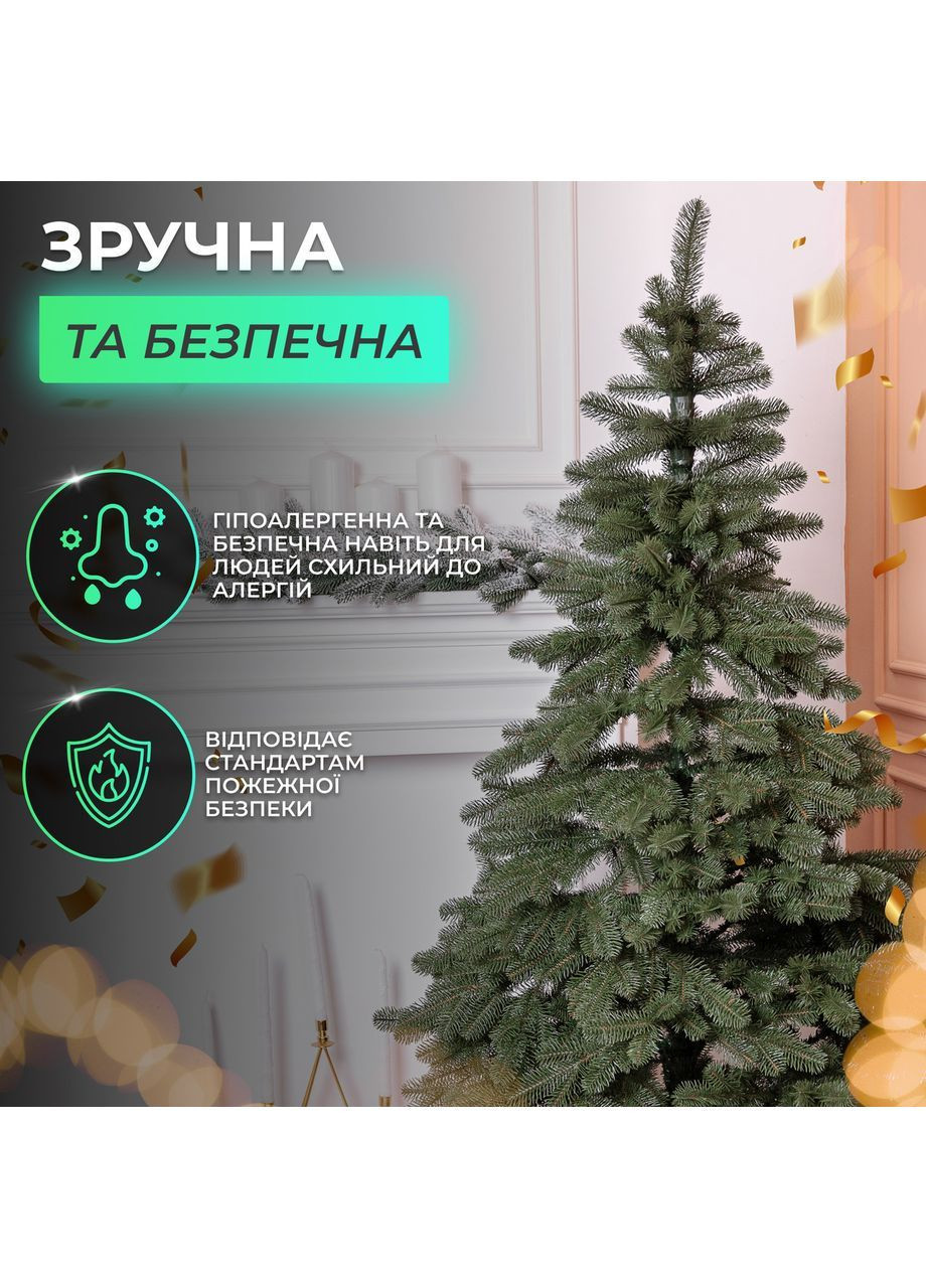 Лита штучна ялинка 2.1 м зелена, новорічна ялинка Карпатська V18 ялинка штучна реалістична Преміум No Brand (369960302)